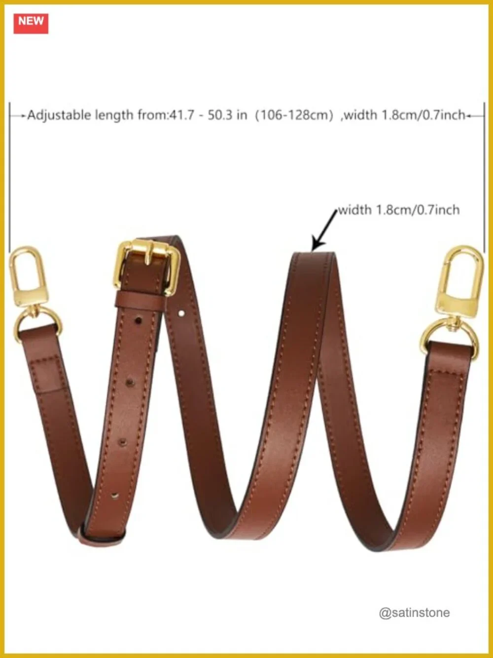 Genuine Vachetta Leather Adjustable Replacement Crossbody Strap for Handbag